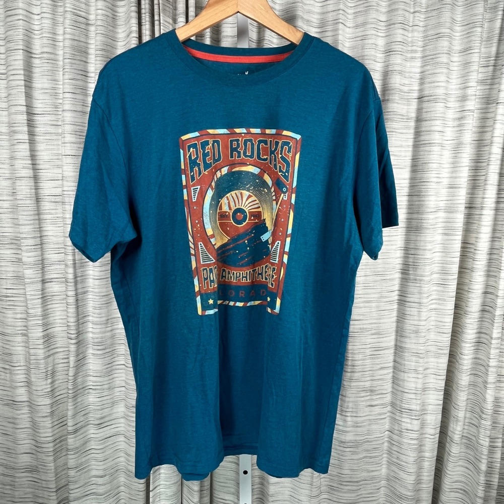 Kastlfel‎ Red Rocks Park Amphitheatre Colorado Graphic T-Shirt Mens Large Teal